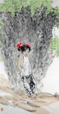 惠升碧（中國美協會員）四尺豎幅 國畫人物畫《陜北娃》