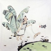 桑蕾（長春大學教授、中美協會員）國畫人物畫 四尺斗方《春日暖》