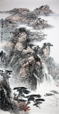 李尤（北京美協）國畫山水畫 四尺豎幅《幽谷流泉》